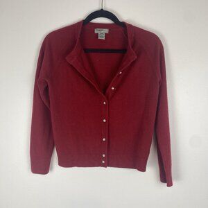 Designers Originals Women's Button Up Holiday Cardigan Size S P Red Festive